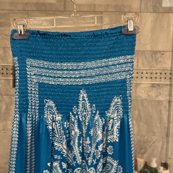 Blue n white strapless summer dress - Picture 5 of 7